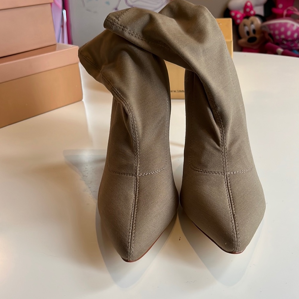 taupe stretch ankle boot